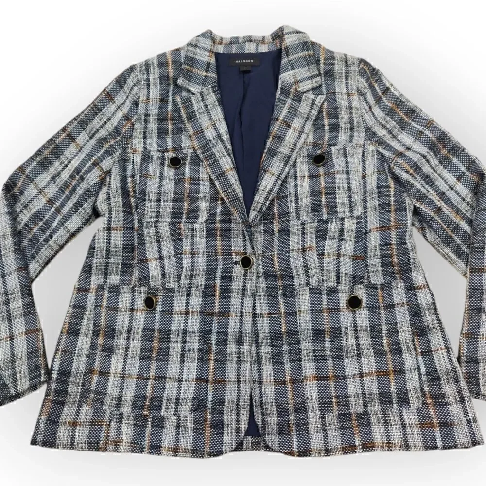 Halogen gray check pattern jacket blazer size L - Picture 6 of 10